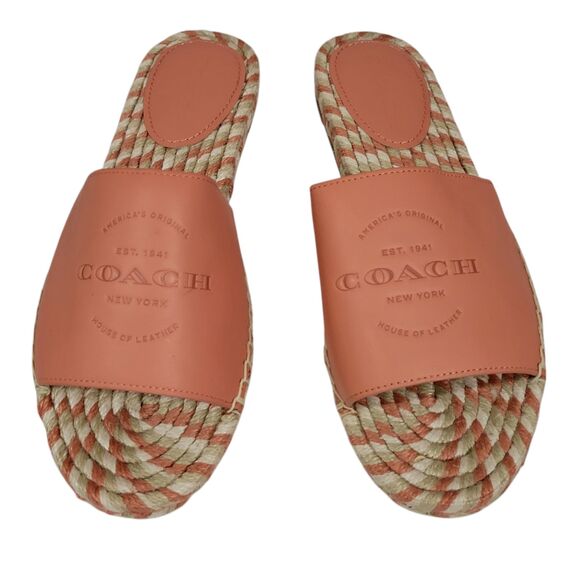 Coach Cailin Espadrilles Womens 8.5 B Pink White Slip On Slides Sandals - Picture 1 of 8